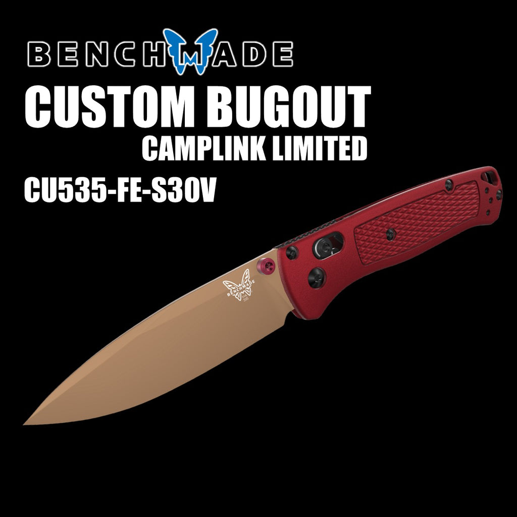 ベンチメイド CU535-FE-S30V バグアウト CAMPLINK限定 別注レッドハンドル×フラットアース 折り畳みナイフ BENCHMADE BUGOUT Folding Knife