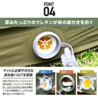 WAQ RELAXING CAMPMAT ダブルサイズ 厚さ10cm 自動膨張式 waq