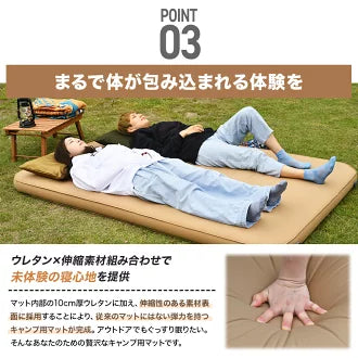 WAQ RELAXING CAMPMAT シングルサイズ 厚さ10cm 自動膨張式 waq-rcms1