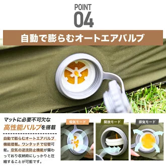 WAQ RELAXING CAMPMAT シングルサイズ 厚さ10cm 自動膨張式 waq-rcms1